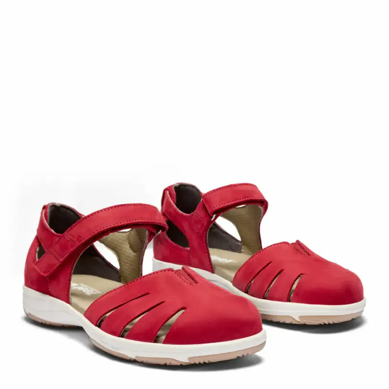 Closed Toe Nubuck Sandal with Velcro Strap – Red