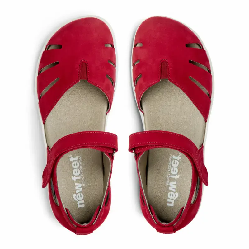 Closed Toe Nubuck Sandal with Velcro Strap – Red